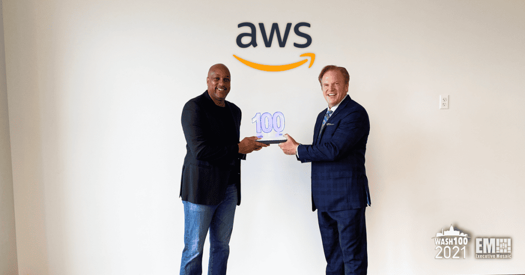 Executive Mosaic CEO Jim Garrettson Presents Fourth Consecutive Wash100 Award to AWS Federal VP Dave Levy