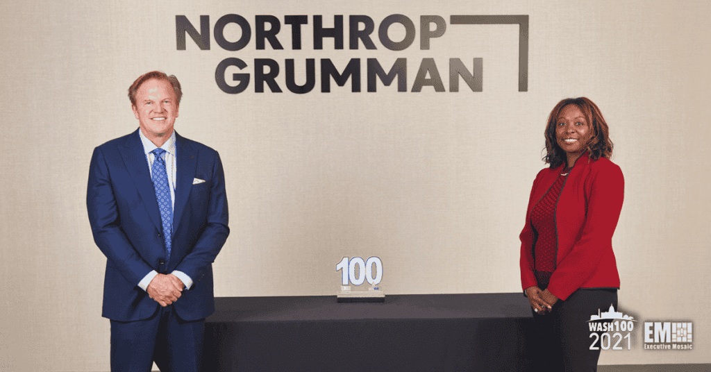 Executive Mosaic CEO Jim Garrettson Presents 2021 Wash100 Award to Shawn Purvis, CVP and President of Enterprise Services at Northrop Grumman