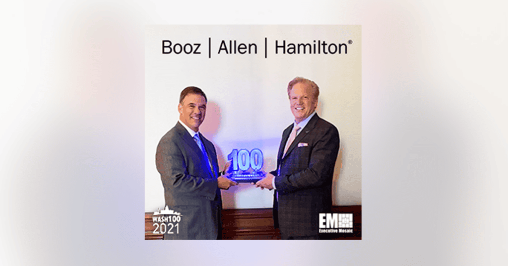 Booz Allen EVP Robert Silverman Presented His First Wash100 Award By Executive Mosaic CEO Jim Garrettson