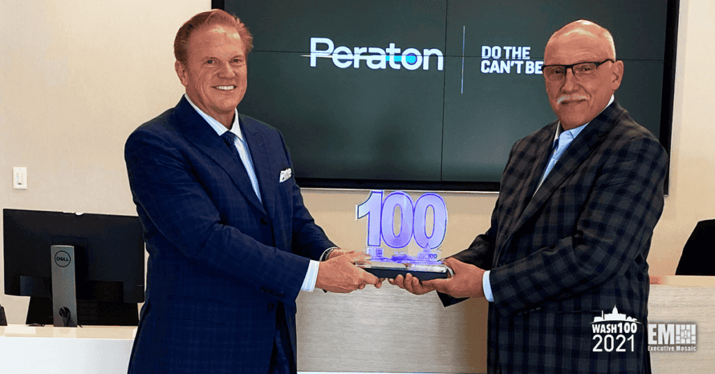 Peraton CEO Stu Shea Presented Fifth Wash100 Award By Executive Mosaic CEO Jim Garrettson
