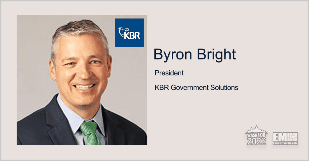 KBR Government Solutions President Byron Bright Awarded 3rd Wash100 Recognition