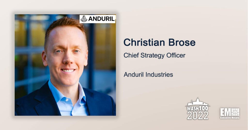 Anduril Chief Strategy Officer Christian Brose Earns 1st Wash100 Recognition