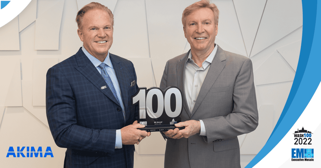 Akima President, CEO Bill Monet Receives 3rd Wash100 Award From Executive Mosaic CEO Jim Garrettson