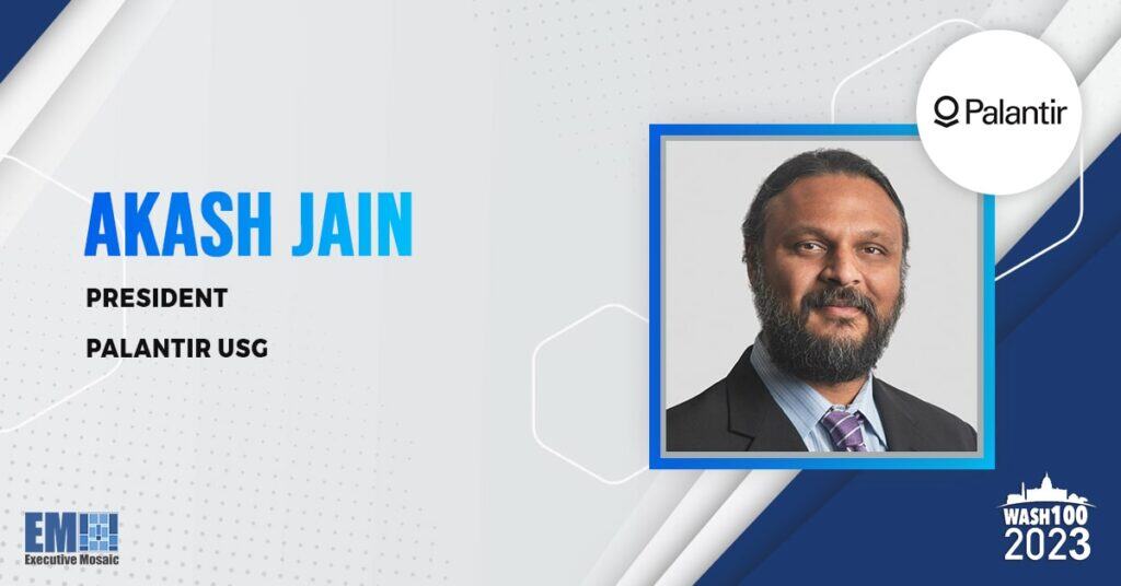 Palantir USG President Akash Jain Celebrated With 1st Wash100 Award for Leading Contract Success & Cultivating Partnerships