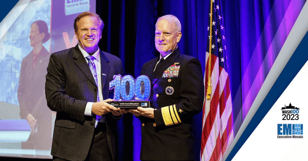 Executive Mosaic CEO Jim Garrettson Delivers 2023 Wash100 Award to NGA Director Frank Whitworth
