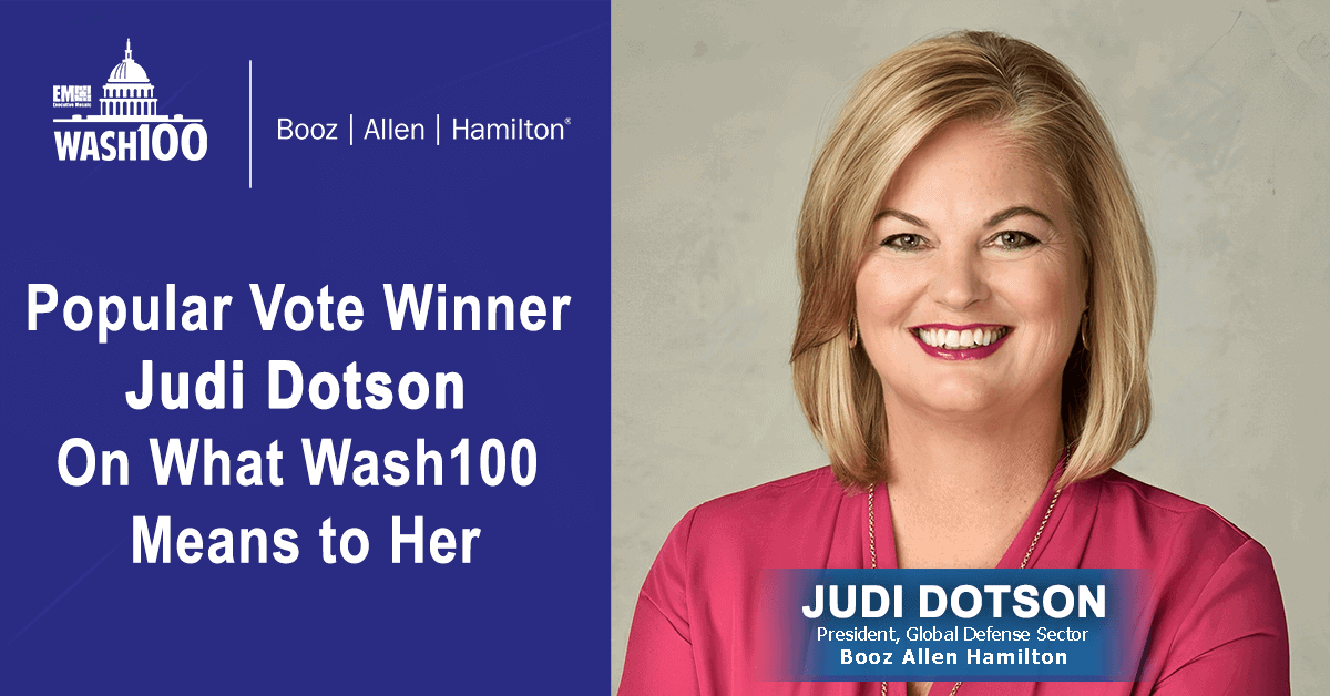 Booz Allen Hamilton's Judi Dotson speaks about winning the 2024 Wash100 Award.