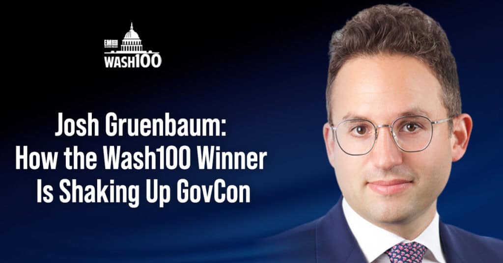 Graphic of Wash100 Award winner Josh Gruenbaum