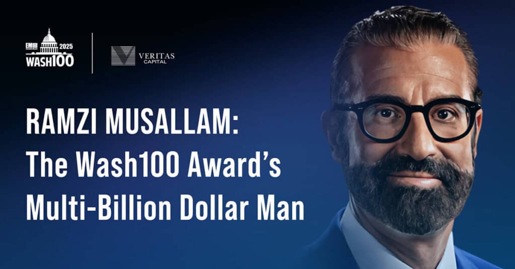 Graphic of Ramzi Musallam, Veritas Capital CEO and managing partner, who is worth $9.2 billion
