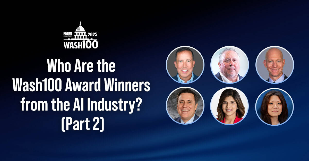 Graphic of the six Wash100 Award winners who come from the AI industry