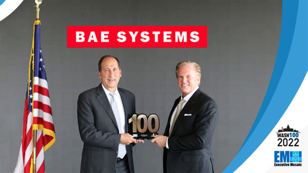 Al Whitmore, President of BAE's I&S Sector, Receives 5th Wash100 Award From Executive Mosaic CEO Jim Garrettson