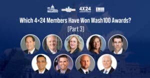 Graphic of nine 4x24 Leadershp Series members who have won the coveted Wash100 Award