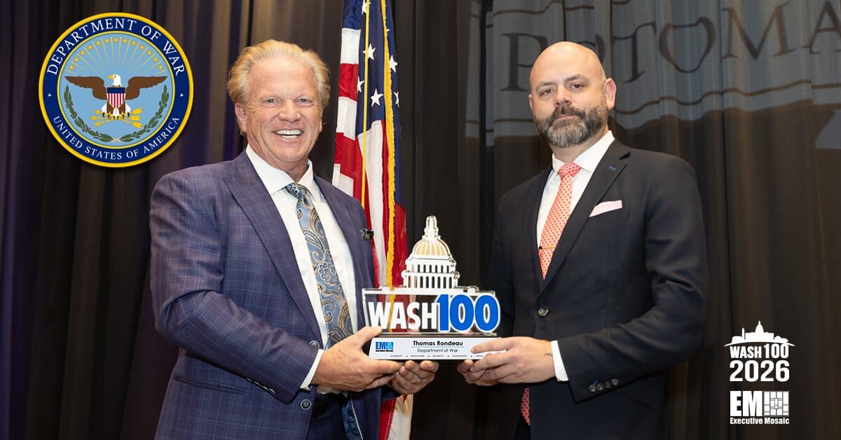 Thomas Rondeau. The principal director for FutureG at DOW accepted his first Wash100 Award.