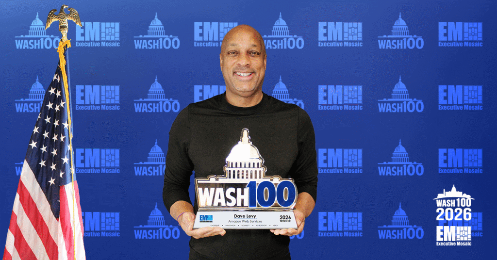 Dave Levy. AWS Worldwide Public Sector VP Dave Levy accepted the 2026 Wash100 Award.