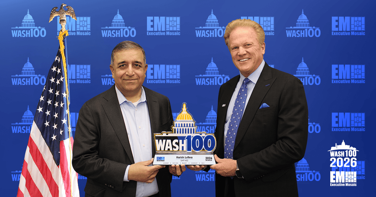 SAP NS2 CEO Harish Luthra Accepts 2026 Wash100 Award