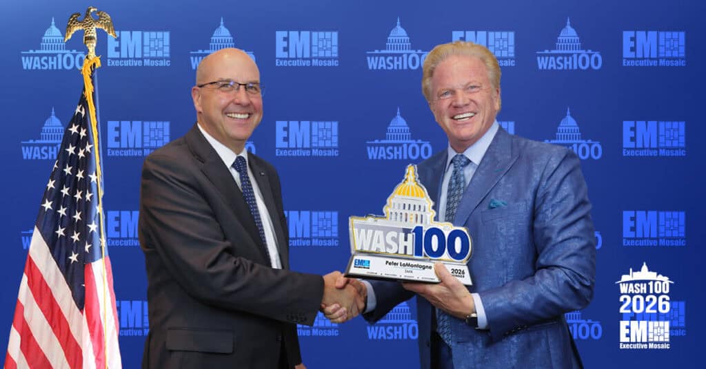 Peter LaMontagne. The CEO of SMX has accepted the 2026 Wash100 Award from Executive Mosaic CEO Jim Garrettson.