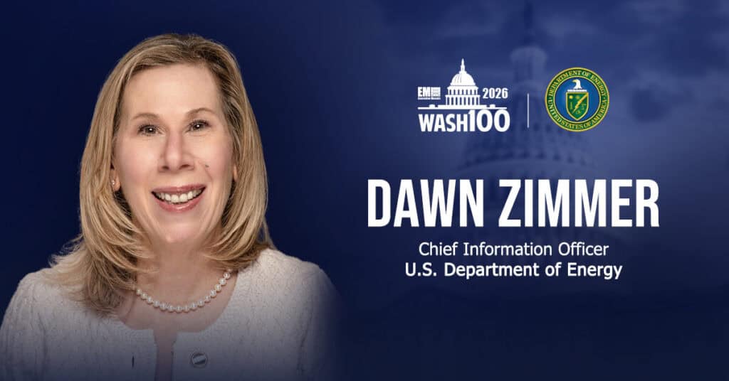 Dawn Zimmer. The Energy Department CIO has won the 2026 Wash100 award for advancing AI adoption and IT modernization.