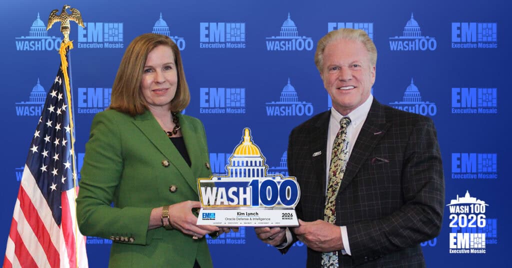 Oracle EVP Kim Lynch Accepts 2026 Wash100 Award Oracle EVP Kim Lynch Accepts 2026 Wash100 Award