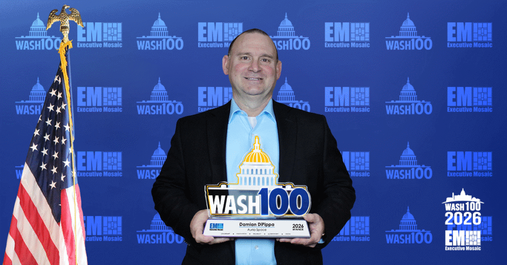 Damian DiPippa. The Auria Space CEO received the 2026 Wash100 Award from EM CEO Jim Garrettson.