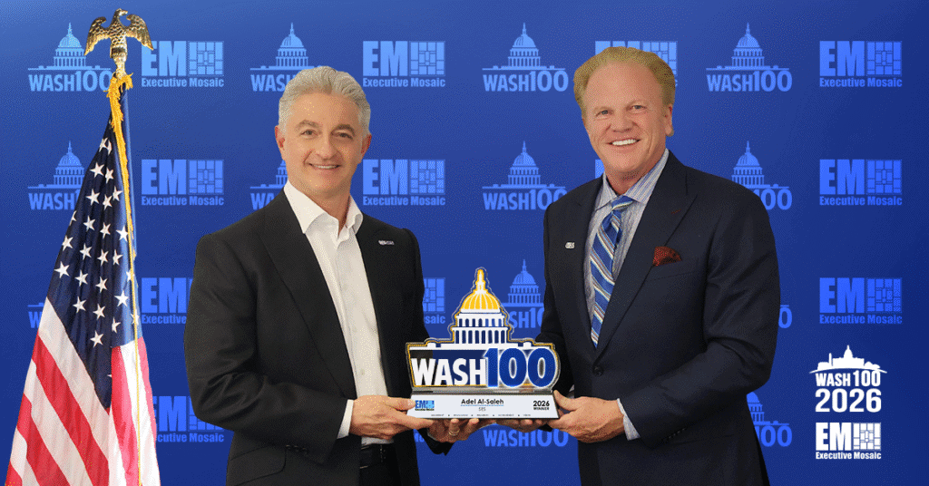 Adel Al-Saleh. The chief executive of SES has accepted the 2026 Wash100 Award from Executive Mosaic CEO Jim Garrettson.