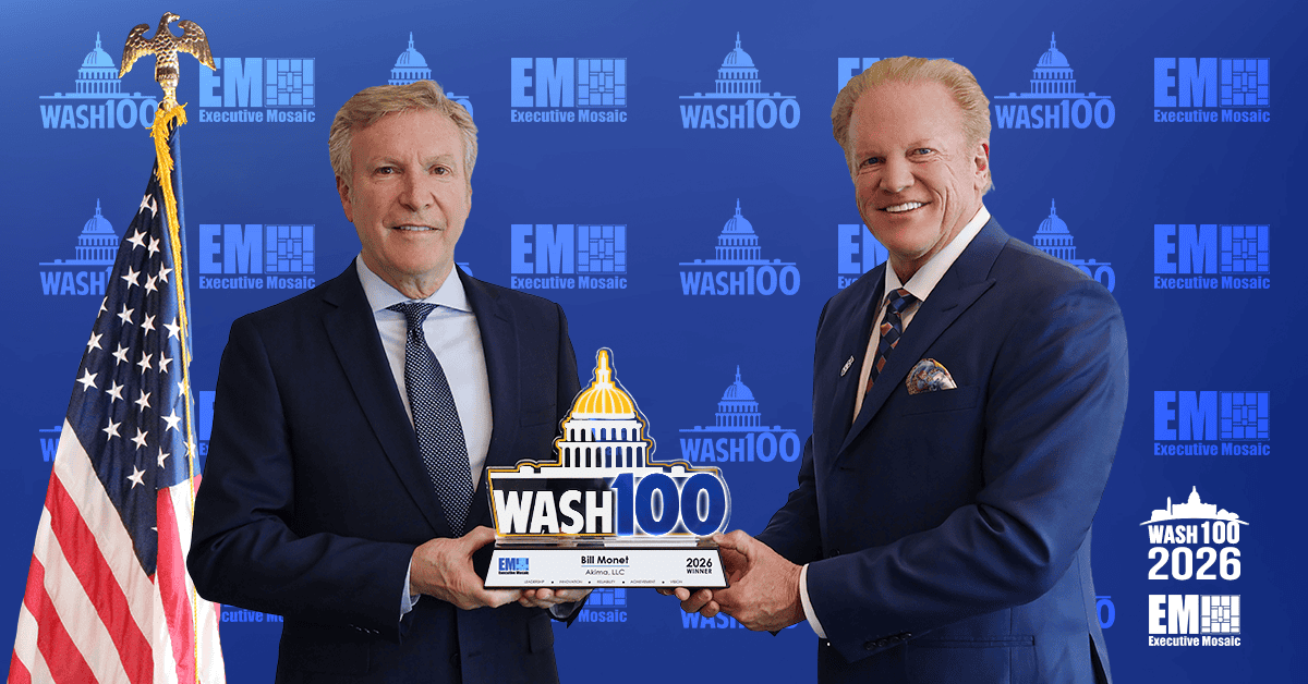 Akima CEO Bill Monet Accepts 2026 Wash100 Award Akima CEO Bill Monet Accepts 2026 Wash100 Award