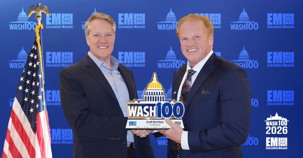 Guidehouse CEO Scott McIntyre Accepts 2026 Wash100 Award Guidehouse CEO Scott McIntyre Accepts 2026 Wash100 Award