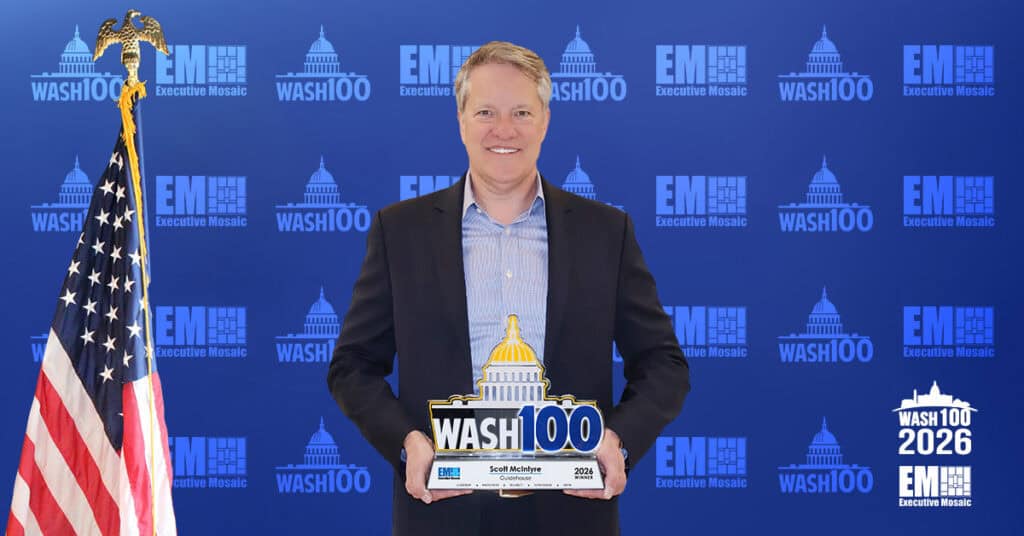 Scott McIntyre. Guidehouse CEO Scott McIntyre with the 2026 Wash100 Award from Executive Mosaic.