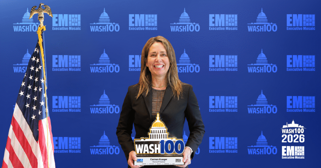 Carmen Krueger. The Microsoft corporate VP of U.S. federal received the 2026 Wash100 Award for driving secure AI and cloud adoption.