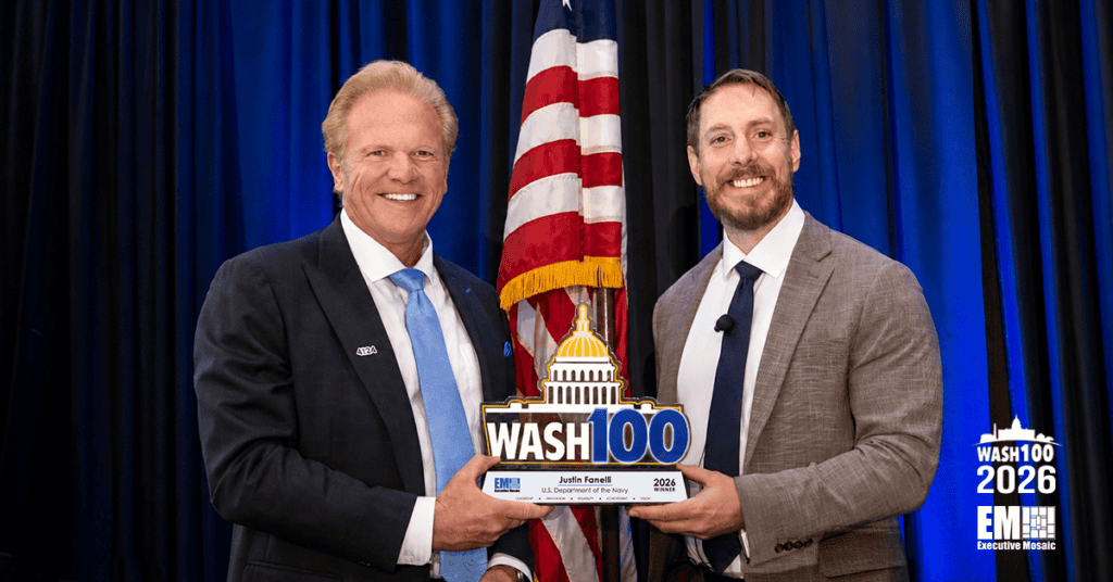 Justin Fanelli Accepts 2026 Wash100 Award From Garrettson